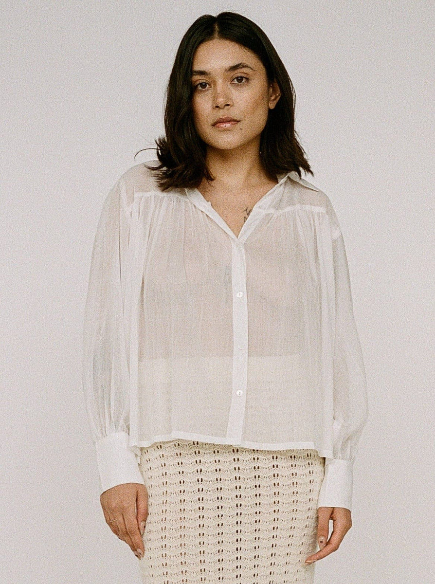 Gathered Top - White